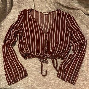 Burgundy Striped Top